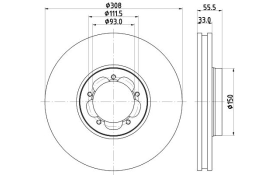 Bromsskiva PRO 8DD 355 123-131 Hella
