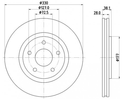 Bromsskiva PRO 8DD 355 123-151 Hella