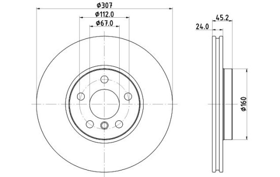 Bromsskiva PRO 8DD 355 125-351 Hella