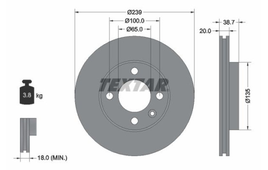 Bromsskiva PRO 92012103 Textar
