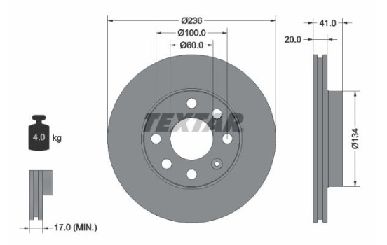 Bromsskiva PRO 92029603 Textar