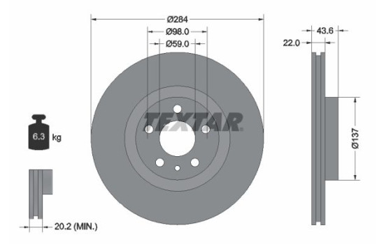 Bromsskiva PRO 92046803 Textar