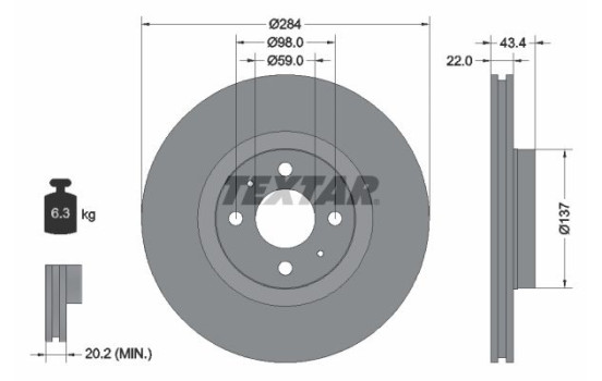 Bromsskiva PRO 92053503 Textar