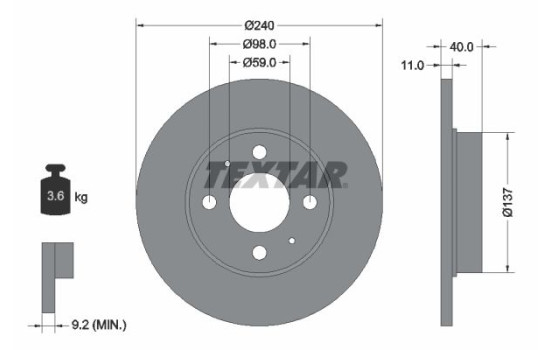 Bromsskiva PRO 92061103 Textar