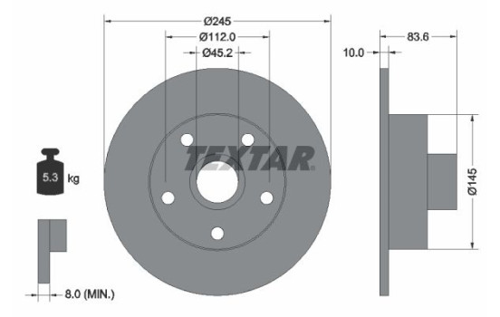 Bromsskiva PRO 92072103 Textar