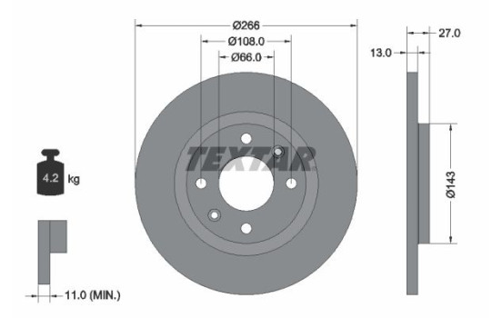 Bromsskiva PRO 92089103 Textar