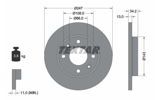 Bromsskiva PRO 92092803 Textar