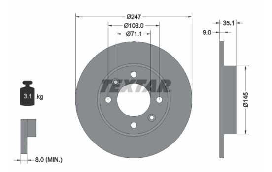 Bromsskiva PRO 92111703 Textar