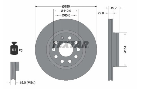 Bromsskiva PRO+ 92120705 Textar