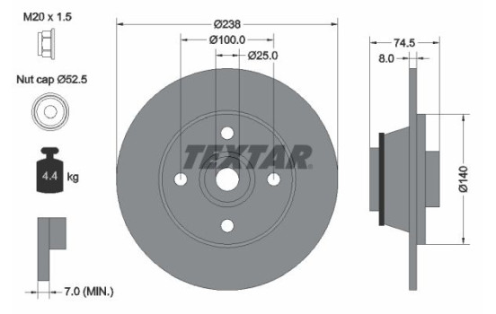 Bromsskiva PRO 92154103 Textar