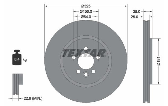 Bromsskiva PRO 92170303 Textar