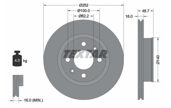 Bromsskiva PRO 92196503 Textar