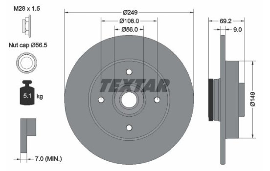 Bromsskiva PRO 92202103 Textar