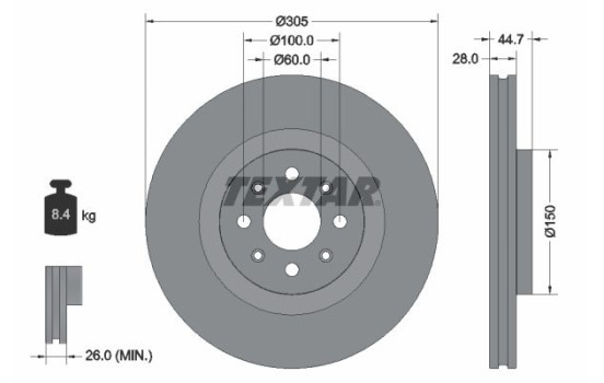Bromsskiva PRO 92202203 Textar