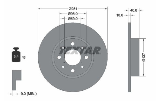 Bromsskiva PRO 92202303 Textar