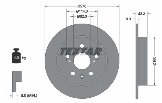 Bromsskiva PRO 92225303 Textar
