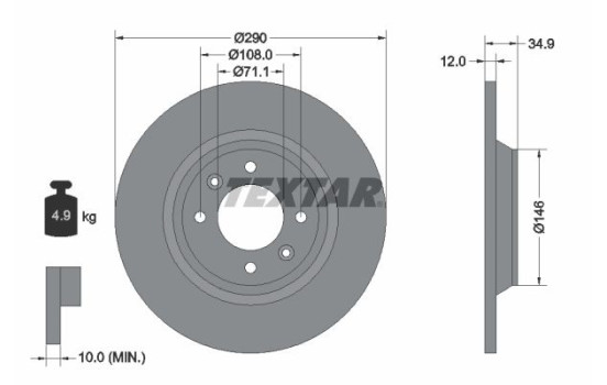 Bromsskiva PRO 92231303 Textar