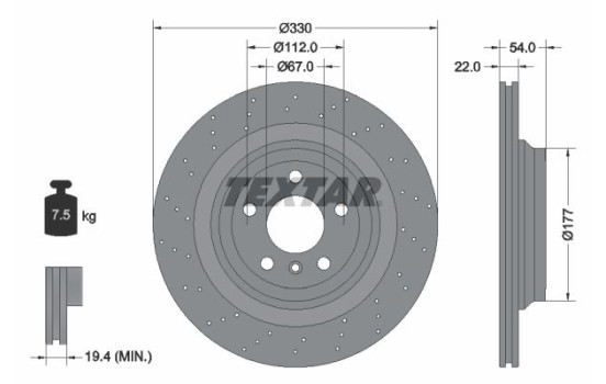 Bromsskiva PRO+ 92254505 Textar