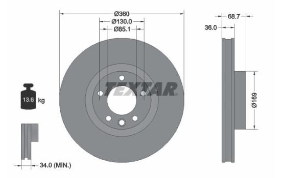Bromsskiva PRO+ 92262605 Textar