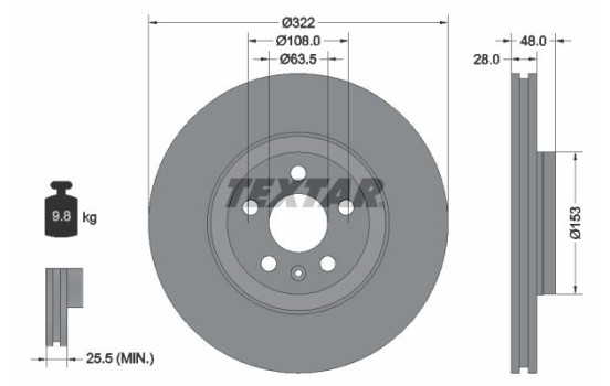 Bromsskiva PRO+ 92287405 Textar