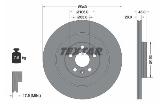 Bromsskiva PRO 92304503 Textar