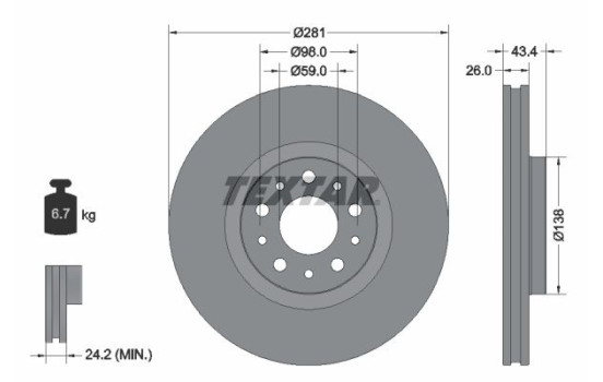Bromsskiva PRO 92304803 Textar