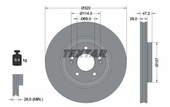 Bromsskiva PRO 92306303 Textar