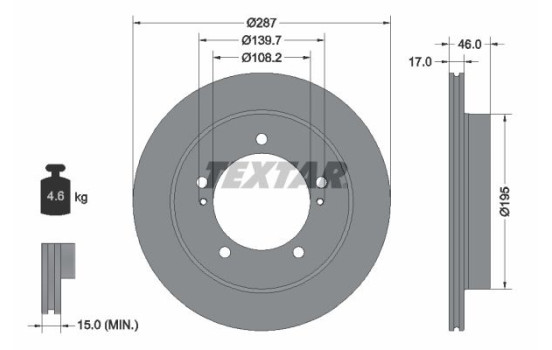 Bromsskiva PRO 92314103 Textar