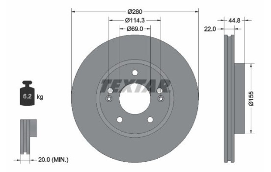 Bromsskiva PRO 92314703 Textar
