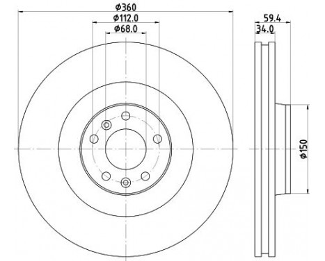 Bromsskiva PRO High Carbon 8DD 355 128-091 Hella