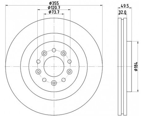 Bromsskiva PRO High Carbon 8DD 355 129-271 Hella