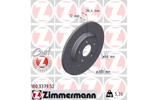 Bromsskiva SPORT BRAKE DISC COAT Z 100.3379.52 Zimmermann