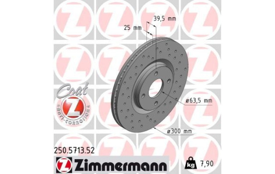 Bromsskiva SPORT BRAKE DISC COAT Z 250.5713.52 Zimmermann