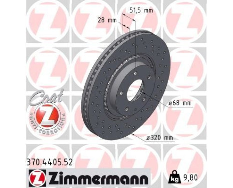 Bromsskiva SPORT BRAKE DISC COAT Z 370.4405.52 Zimmermann