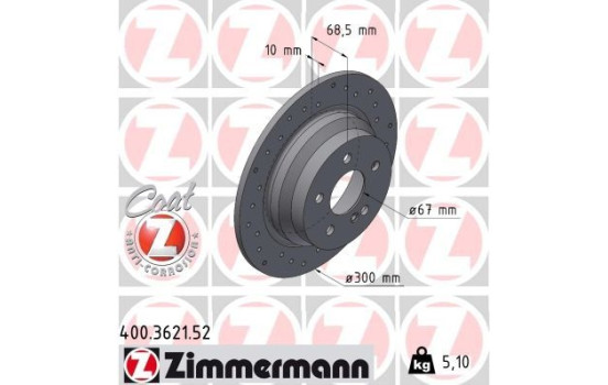Bromsskiva SPORT BRAKE DISC COAT Z 400.3621.52 Zimmermann