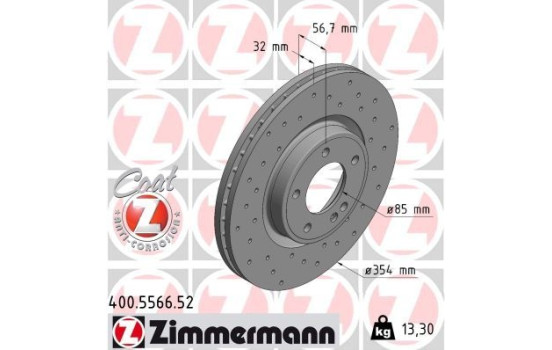 Bromsskiva SPORT BRAKE DISC COAT Z 400.5566.52 Zimmermann