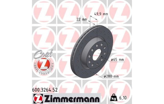 Bromsskiva SPORT BRAKE DISC COAT Z 600.3264.52 Zimmermann
