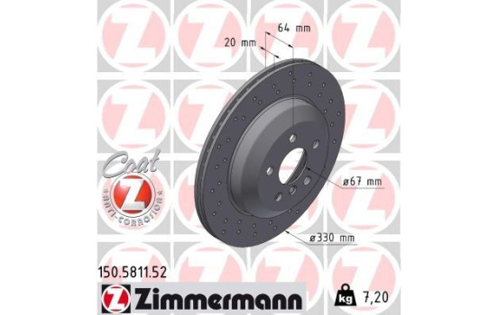 Bromsskiva SPORT BROMSSKIVA Z 150.5811.52 Zimmermann