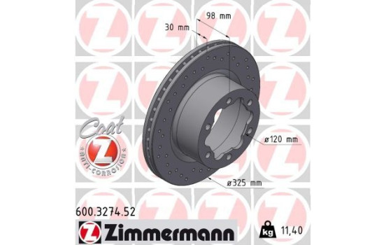 Bromsskiva SPORT BROMSSKIVA Z 600.3274.52 Zimmermann
