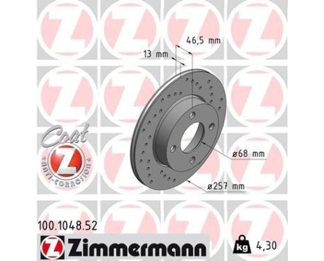 Bromsskiva SPORT COAT Z 100.1048.52 Zimmermann, bild 2