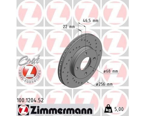 Bromsskiva SPORT COAT Z 100.1204.52 Zimmermann, bild 2