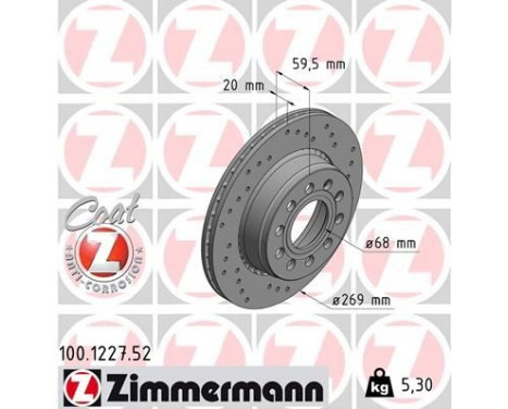 Bromsskiva SPORT COAT Z 100.1227.52 Zimmermann, bild 2