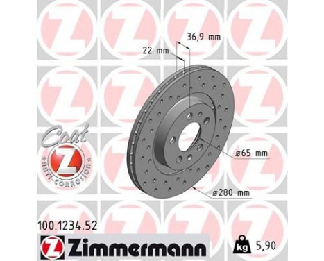 Bromsskiva SPORT COAT Z 100.1234.52 Zimmermann, bild 2