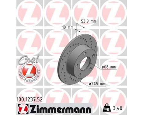 Bromsskiva SPORT COAT Z 100.1237.52 Zimmermann, bild 2