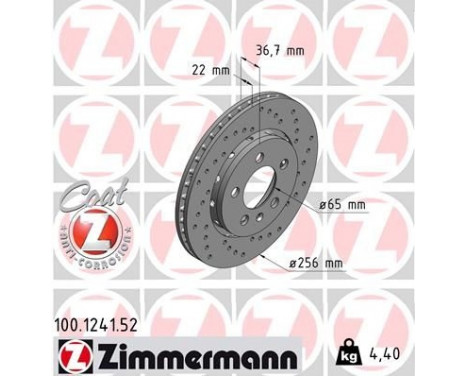 Bromsskiva SPORT COAT Z 100.1241.52 Zimmermann, bild 2