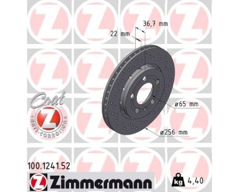 Bromsskiva SPORT COAT Z 100.1241.52 Zimmermann, bild 2