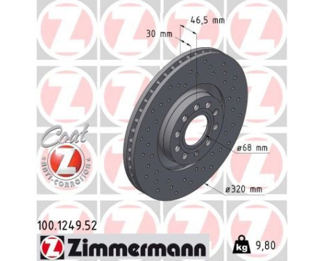 Bromsskiva SPORT COAT Z 100.1249.52 Zimmermann, bild 2