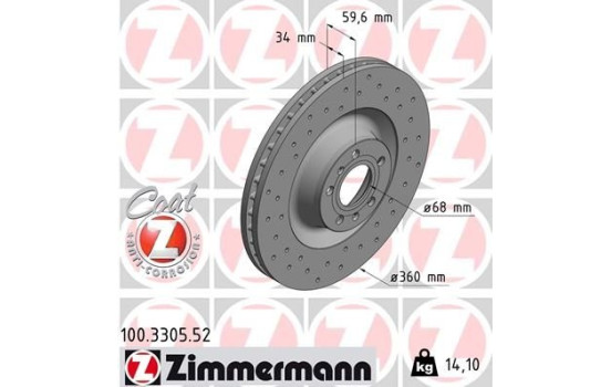 Bromsskiva SPORT COAT Z 100.3305.52 Zimmermann, bild 2