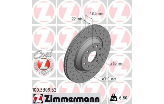 Bromsskiva SPORT COAT Z 100.3309.52 Zimmermann, bild 2
