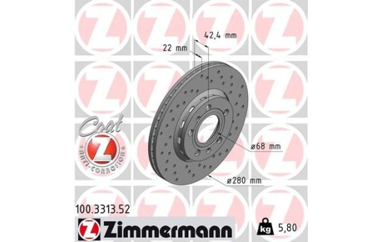 Bromsskiva SPORT COAT Z 100.3313.52 Zimmermann, bild 2